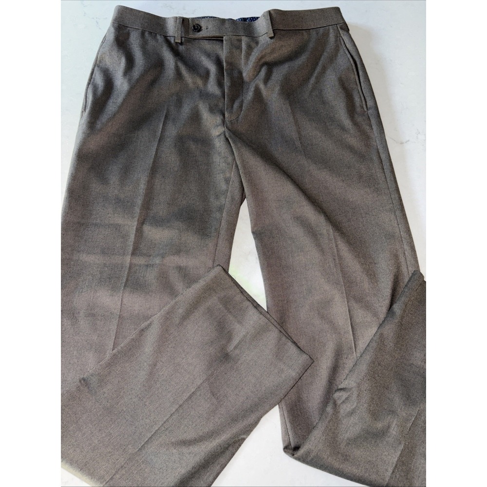 Lauren Ralph‎ High Performance Brown Flat Front Dress Pants Mens 34x32 Grandpa